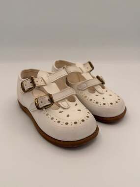 Wee Walker Vintage White Leather T-Strap Baby Shoes Size 3